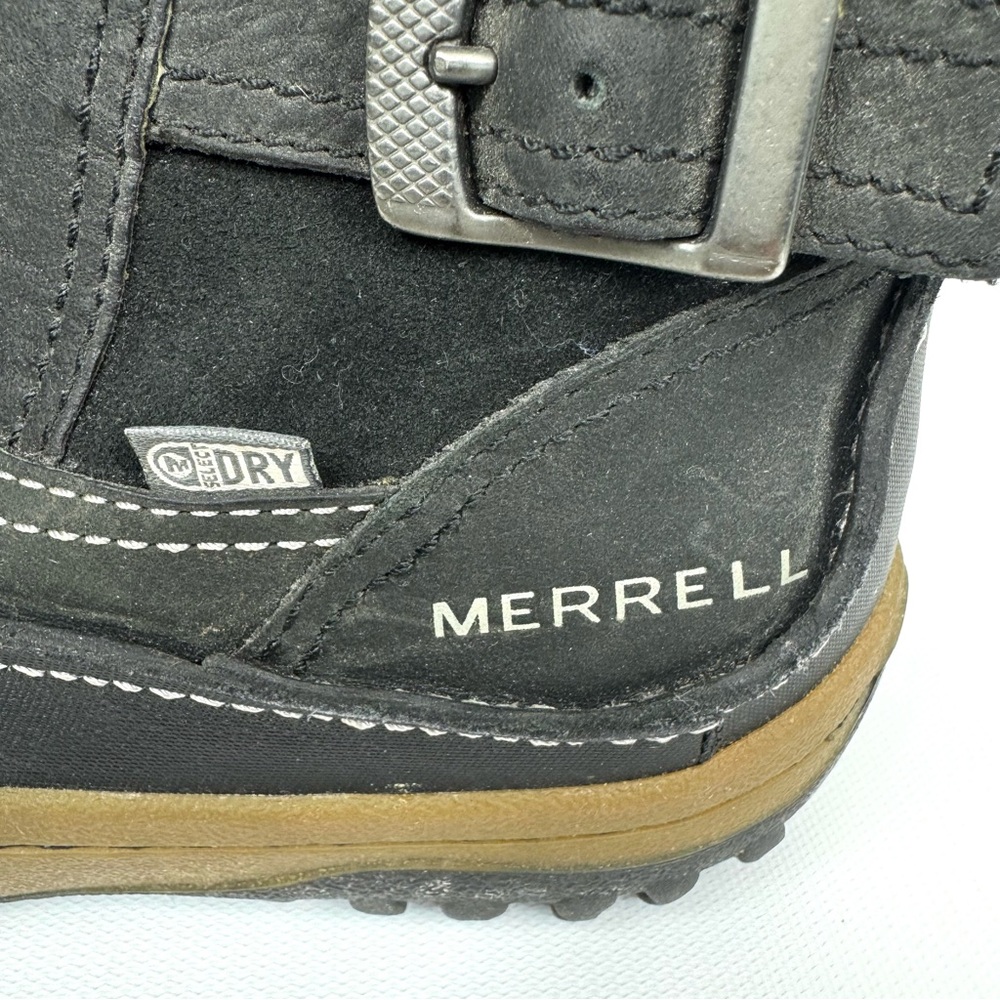 Merrell Decora Chant Waterproof Leather Winter Boots - black w fur - Sz 6 - Picture 7 of 17
